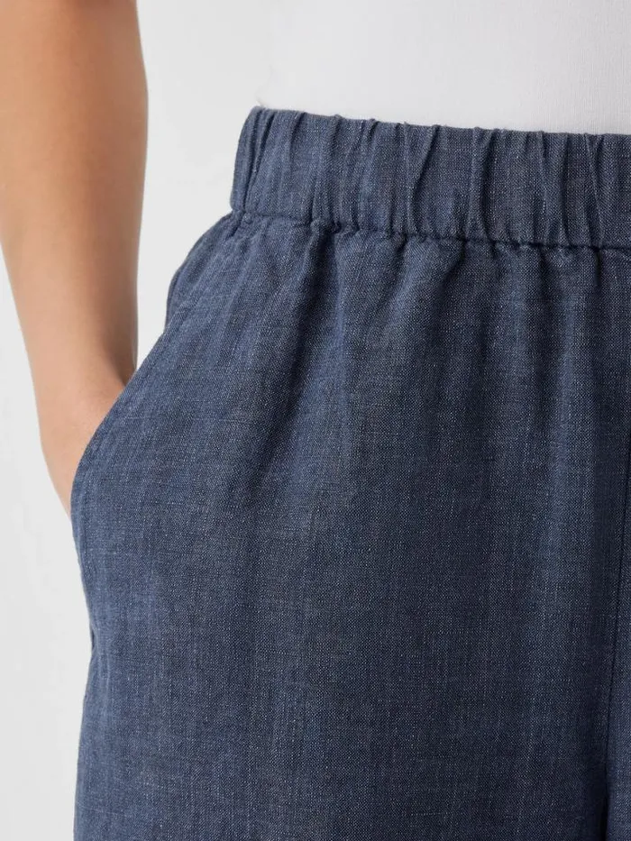 Shop Eileen Fisher Pants Shorts and Jumpsuits Washed Organic Linen Dlav WideLegPant Dusk