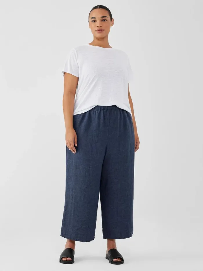 Shop Eileen Fisher Pants Shorts and Jumpsuits Washed Organic Linen Dlav WideLegPant Dusk