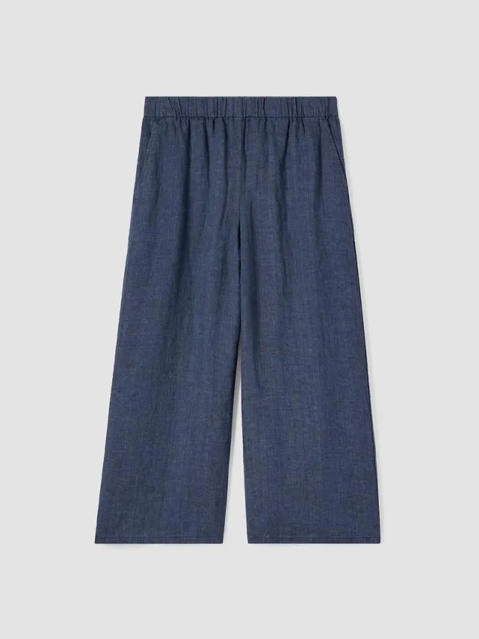 Shop Eileen Fisher Pants Shorts and Jumpsuits Washed Organic Linen Dlav WideLegPant Dusk