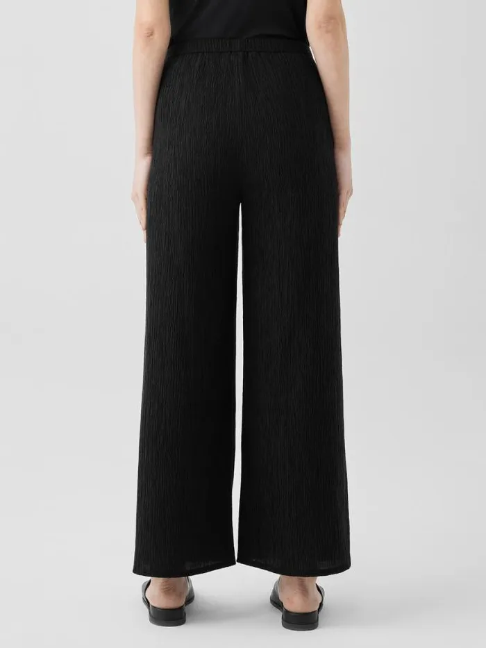 Shop Eileen Fisher Pants Shorts and Jumpsuits Woven Pliss WideLeg Pant Black