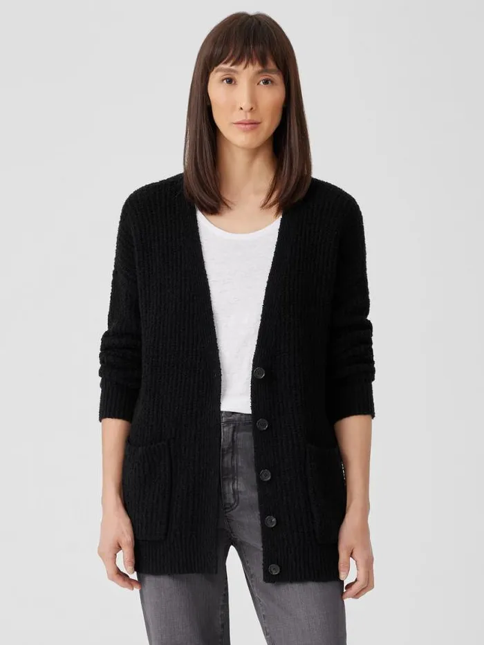 Shop Eileen Fisher Petite Cotton Fluff Cardigan Black