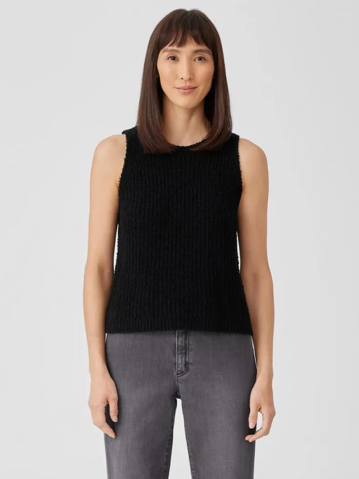 Shop Eileen Fisher Petite Cotton Fluff Crew Neck Top Black