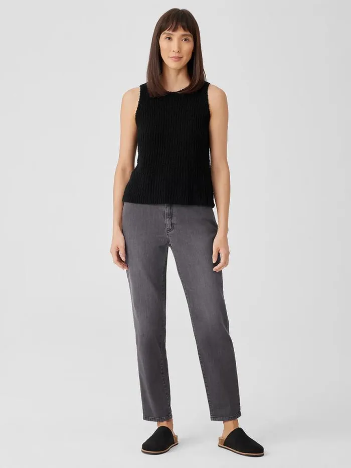 Shop Eileen Fisher Petite Cotton Fluff Crew Neck Top Black