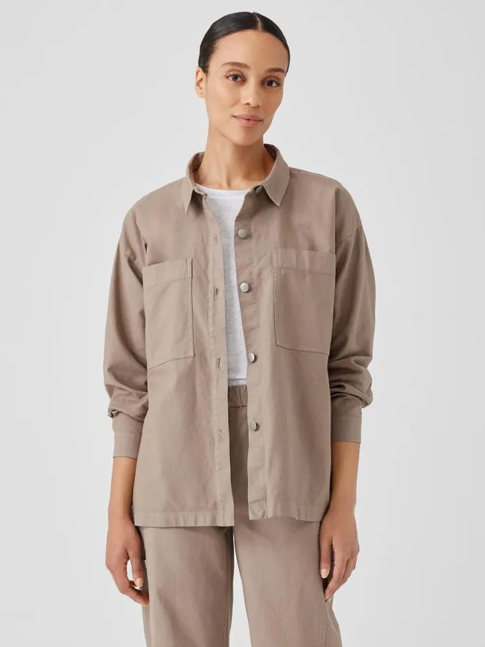Shop Eileen Fisher Petite Cotton Hemp Stretch Shirt Jacket Briar