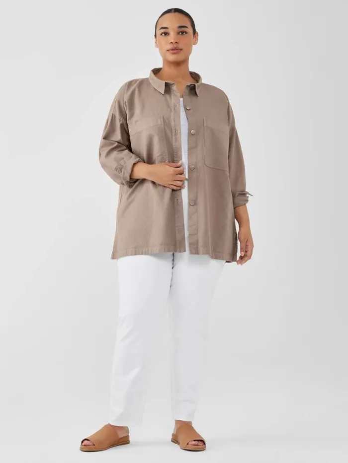 Shop Eileen Fisher Petite Cotton Hemp Stretch Shirt Jacket Briar