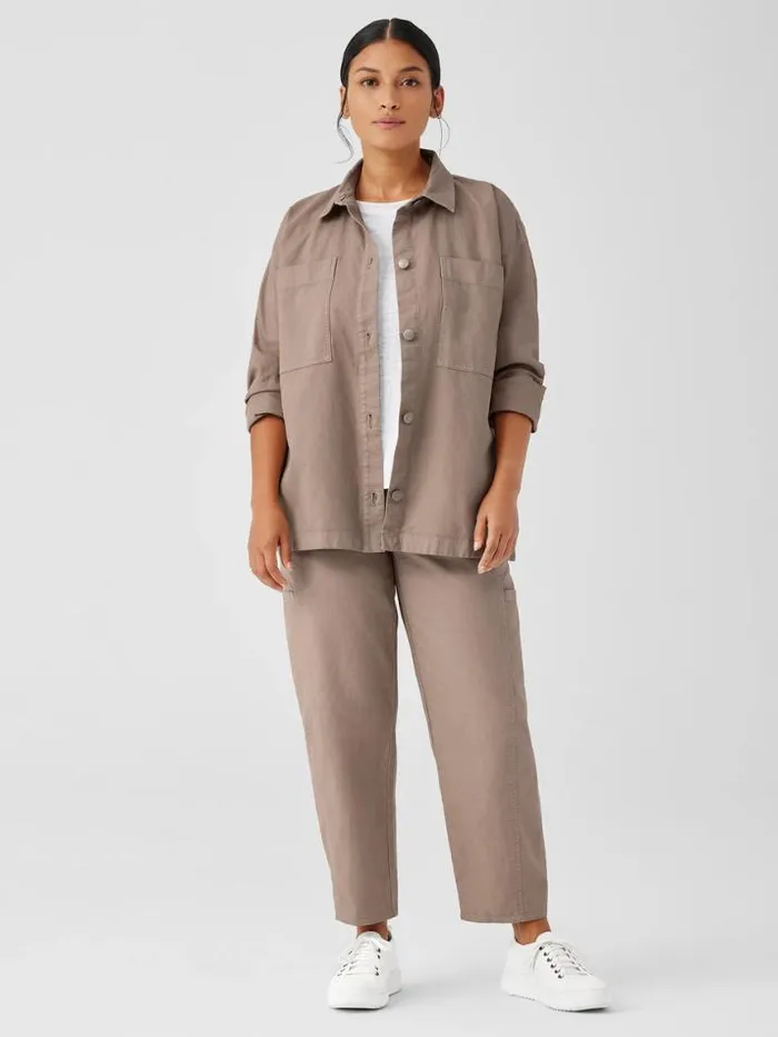 Shop Eileen Fisher Petite Cotton Hemp Stretch Shirt Jacket Briar