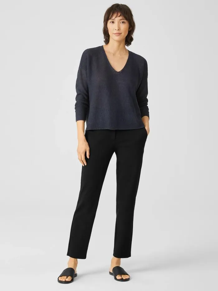 Shop Eileen Fisher Petite Cotton Ponte Slim Pant Black