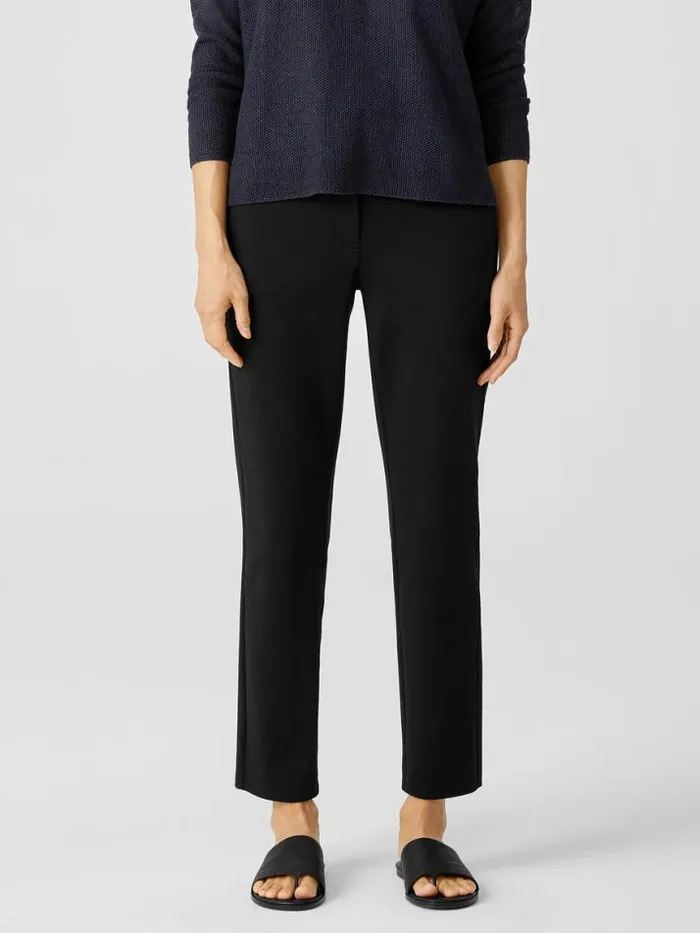 Shop Eileen Fisher Petite Cotton Ponte Slim Pant Black