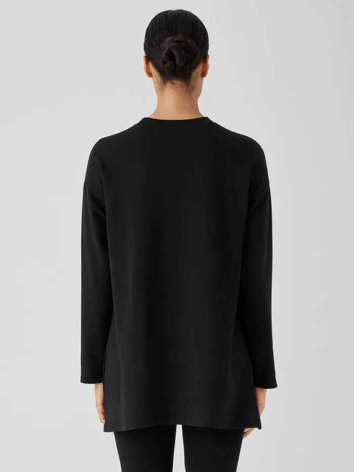 Shop Eileen Fisher Petite Cozy Brushed Terry Hug Crew Neck Long Top Black