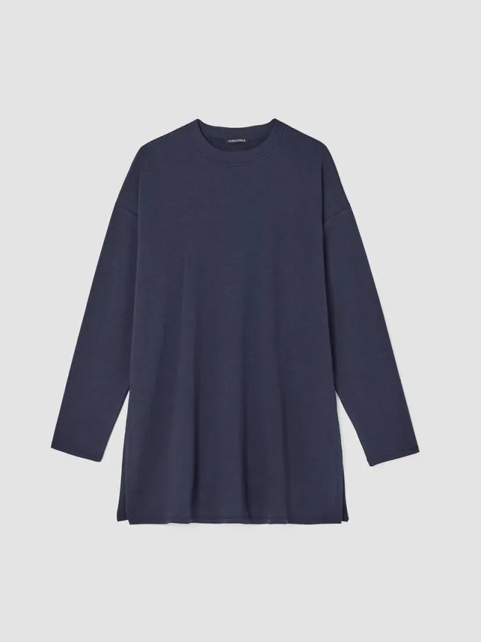 Shop Eileen Fisher Petite Cozy Brushed Terry Hug Crew Neck Long Top Black