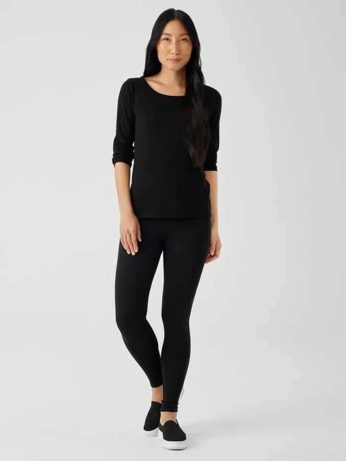 Shop Eileen Fisher Petite Cozy Brushed Terry Hug Leggings Black