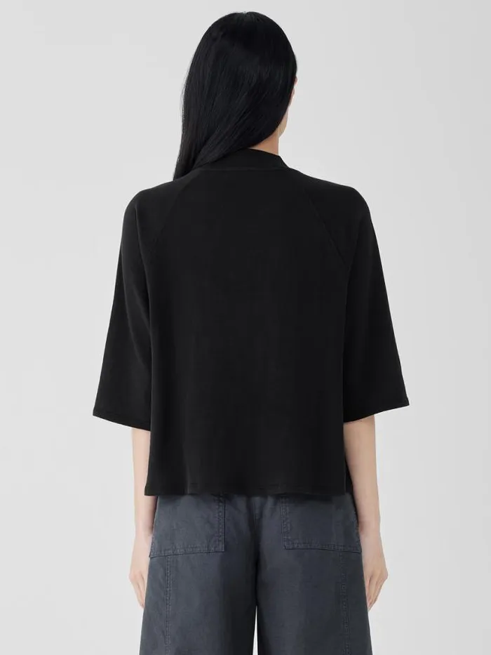 Shop Eileen Fisher Petite Cozy Organic Cotton Slub Mock Neck Top Black