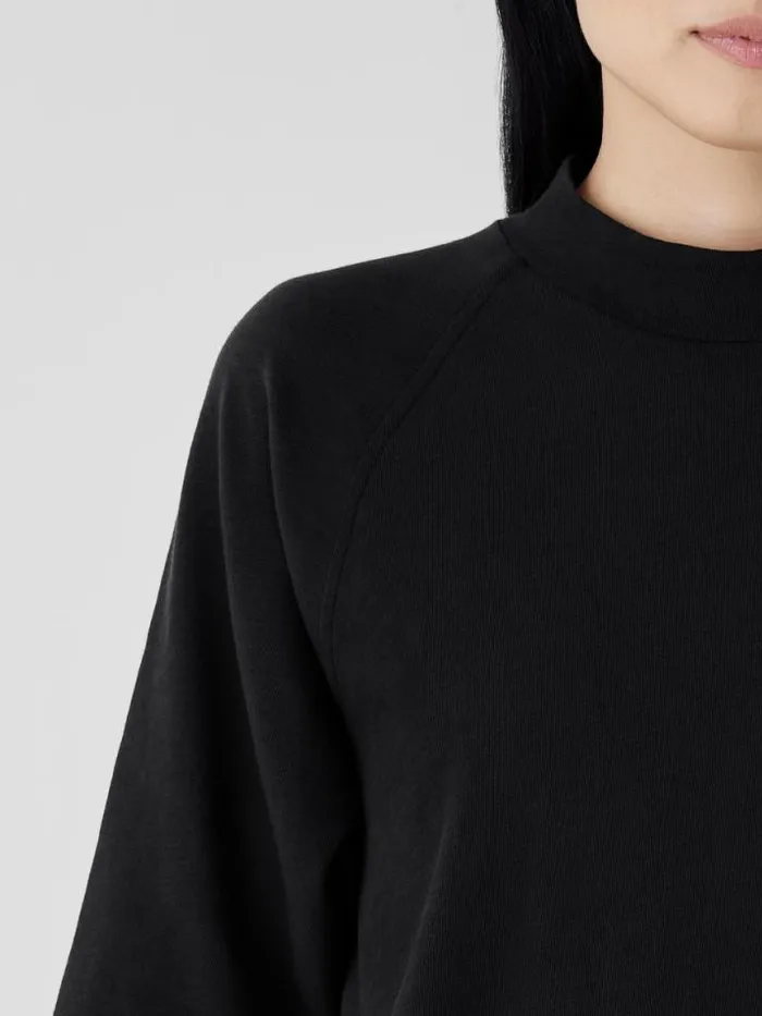 Shop Eileen Fisher Petite Cozy Organic Cotton Slub Mock Neck Top Black