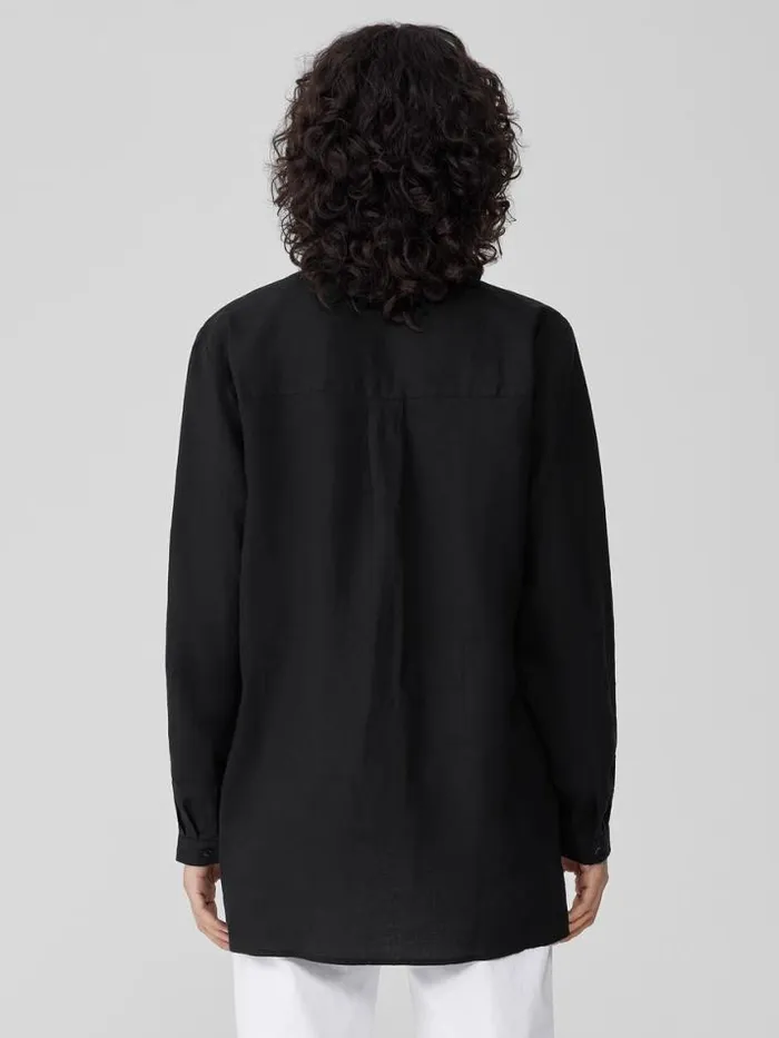 Shop Eileen Fisher Petite Handkerchief Linen Classic Collar Shirt Black