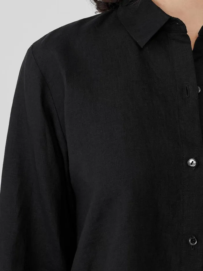 Shop Eileen Fisher Petite Handkerchief Linen Classic Collar Shirt Black