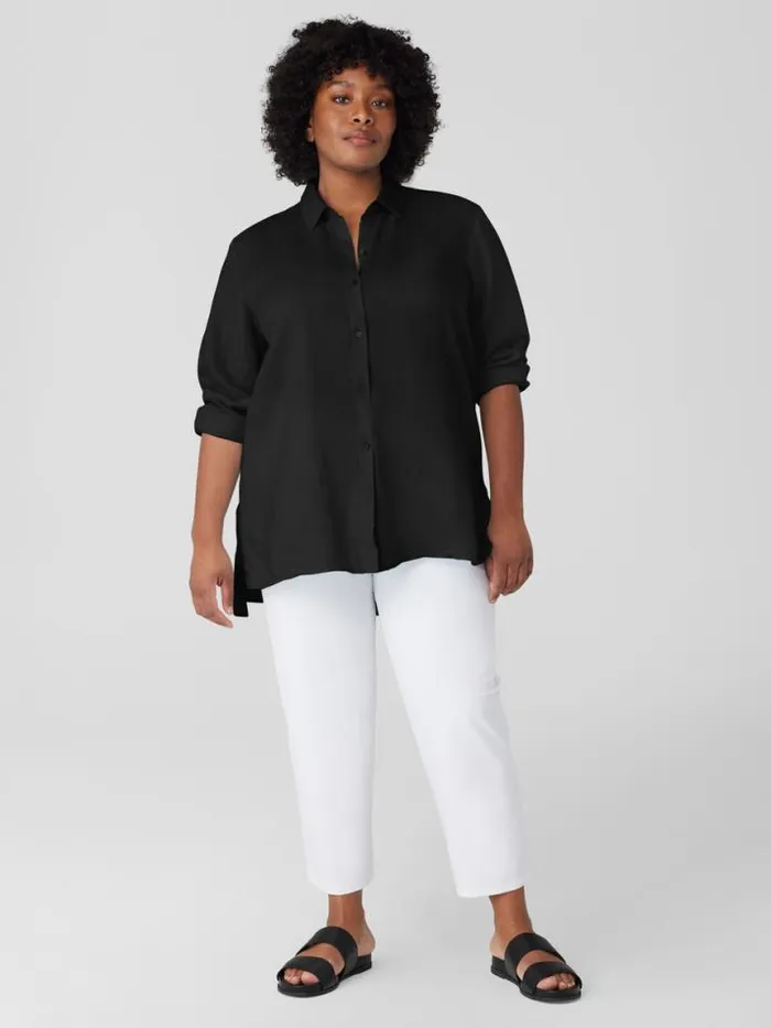Shop Eileen Fisher Petite Handkerchief Linen Classic Collar Shirt Black