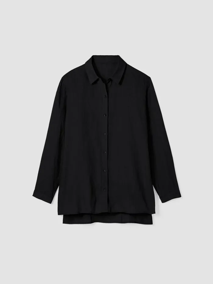 Shop Eileen Fisher Petite Handkerchief Linen Classic Collar Shirt Black