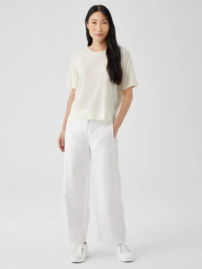 Shop Eileen Fisher Petite Organic Cotton Hazy Slub Tee Softwhite