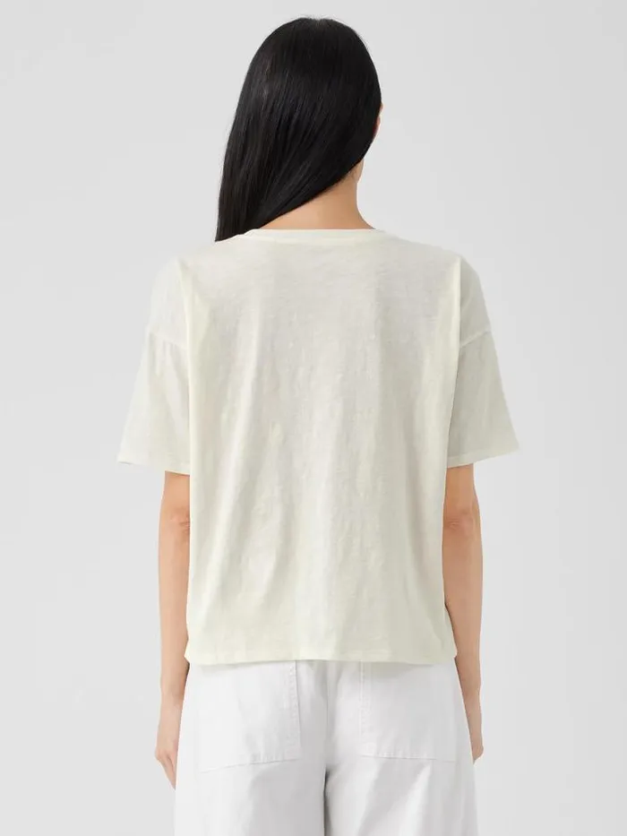 Shop Eileen Fisher Petite Organic Cotton Hazy Slub Tee Softwhite
