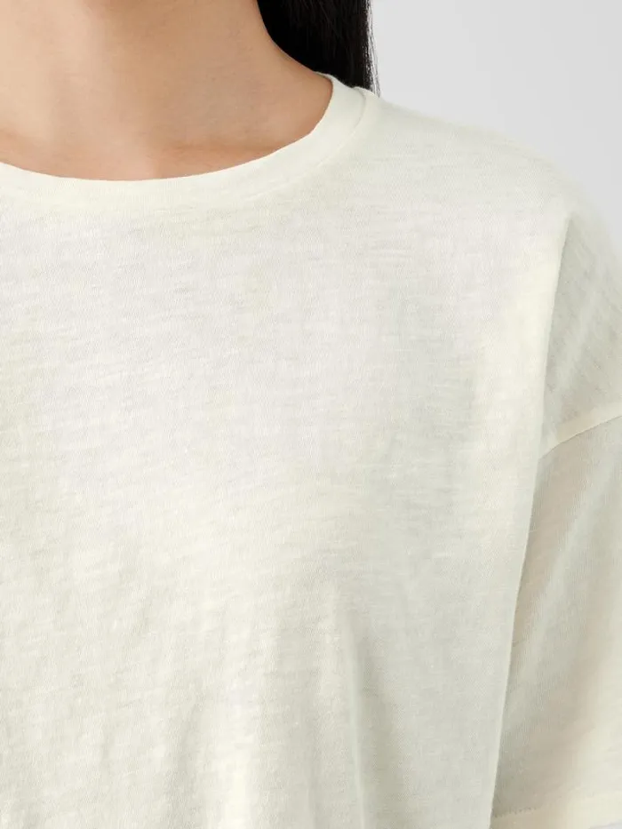 Shop Eileen Fisher Petite Organic Cotton Hazy Slub Tee Softwhite
