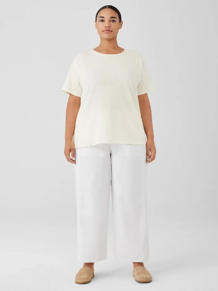 Shop Eileen Fisher Petite Organic Cotton Hazy Slub Tee Softwhite