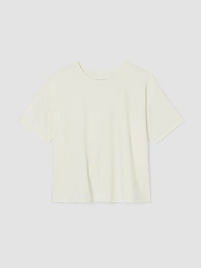 Shop Eileen Fisher Petite Organic Cotton Hazy Slub Tee Softwhite