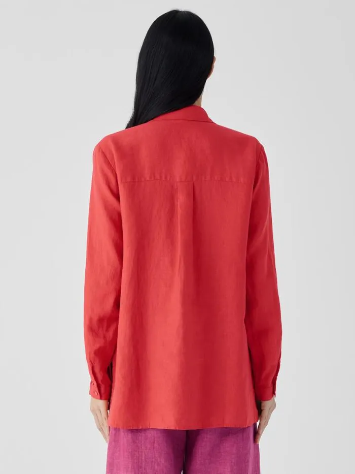 Shop Eileen Fisher Petite Organic Handkerchief Linen Classic Collar Shirt Flame