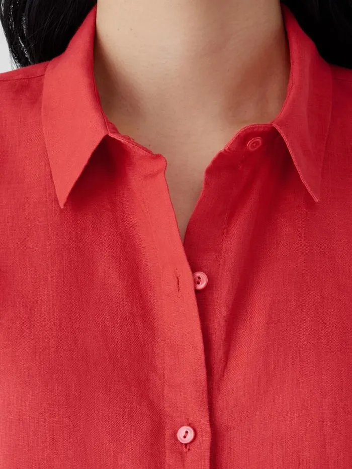 Shop Eileen Fisher Petite Organic Handkerchief Linen Classic Collar Shirt Flame