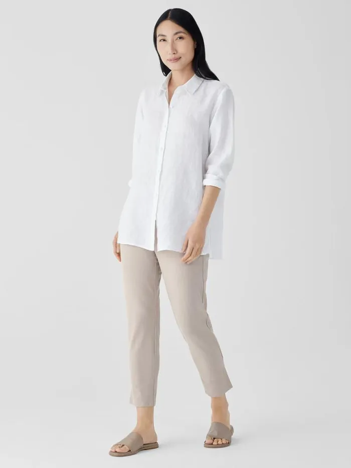 Shop Eileen Fisher Petite Organic Handkerchief Linen Classic Collar Shirt White