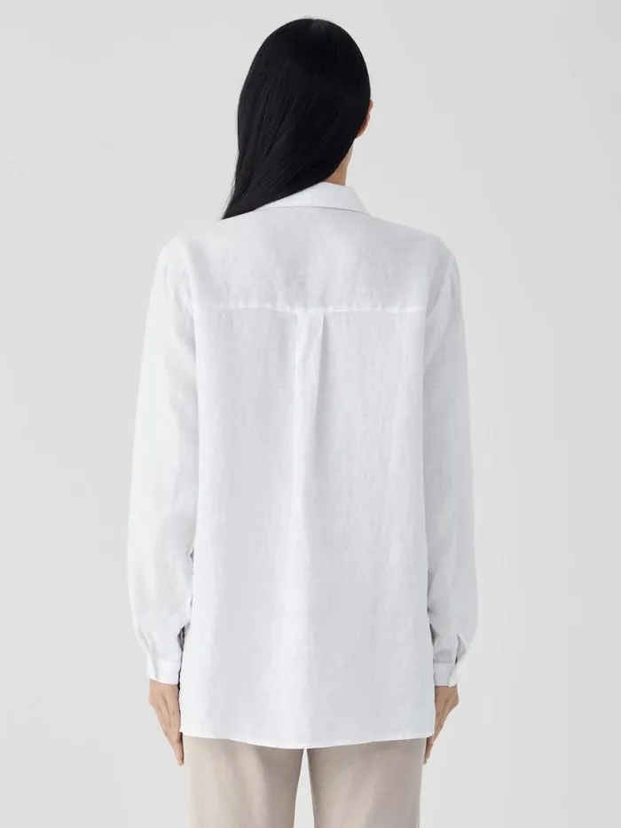Shop Eileen Fisher Petite Organic Handkerchief Linen Classic Collar Shirt White