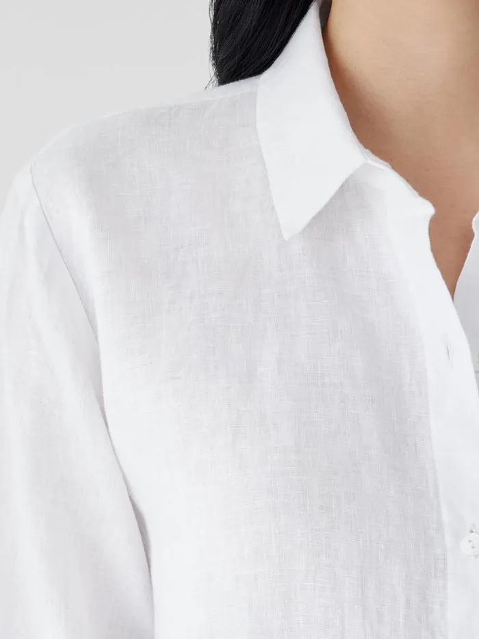 Shop Eileen Fisher Petite Organic Handkerchief Linen Classic Collar Shirt White