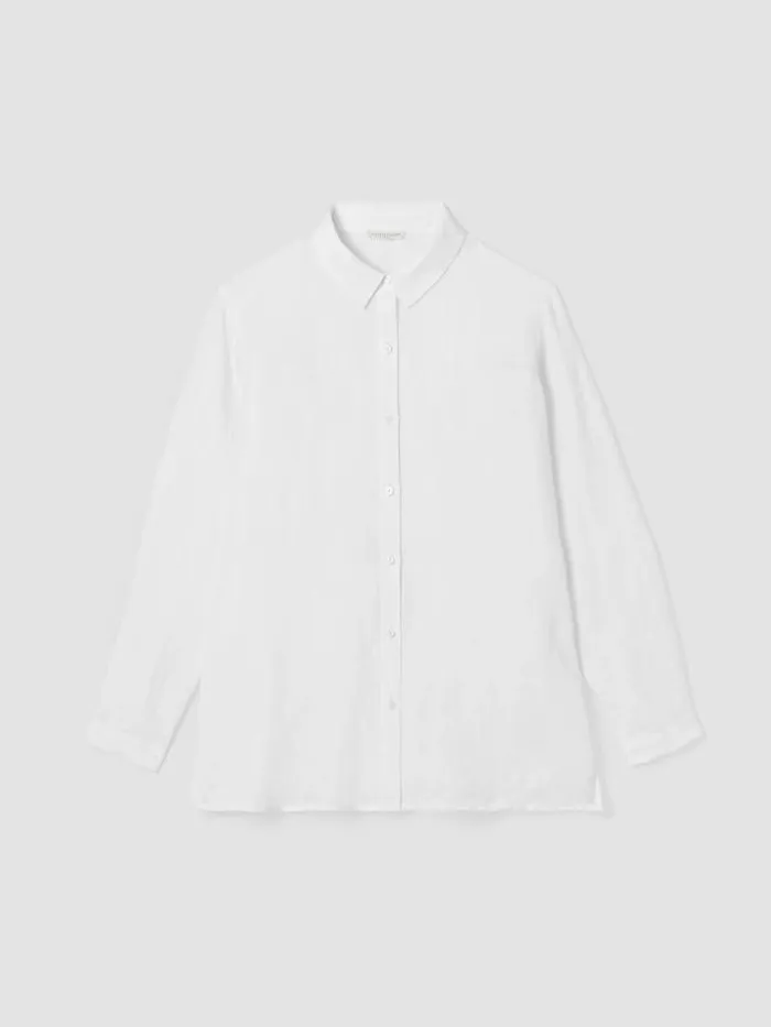 Shop Eileen Fisher Petite Organic Handkerchief Linen Classic Collar Shirt White