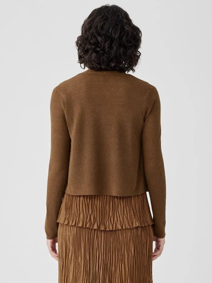 Shop Eileen Fisher Petite Organic Linen Cotton Airy Tuck Cropped Cardigan Bronze