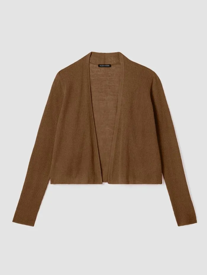 Shop Eileen Fisher Petite Organic Linen Cotton Airy Tuck Cropped Cardigan Bronze