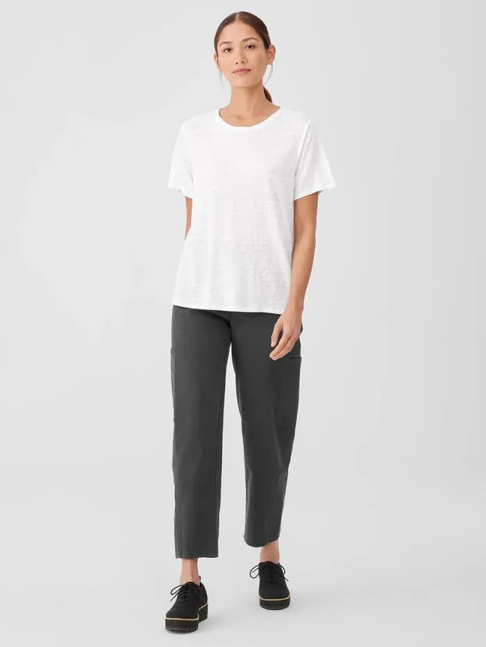 Shop Eileen Fisher Petite Organic Linen Jersey Crew Neck Tee White