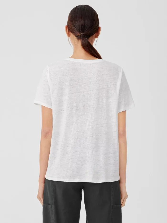 Shop Eileen Fisher Petite Organic Linen Jersey Crew Neck Tee White