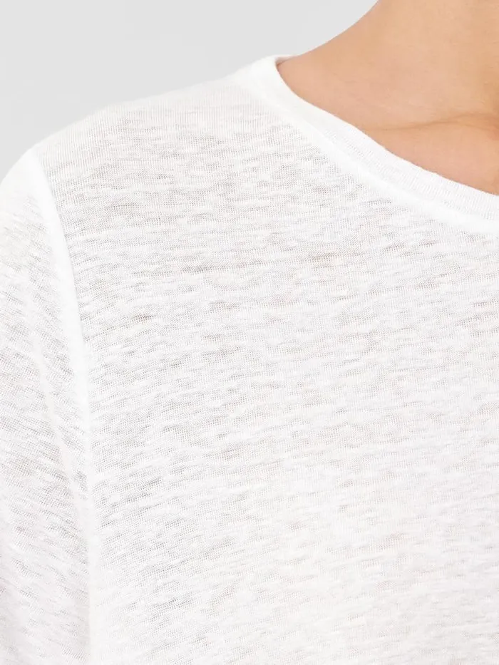 Shop Eileen Fisher Petite Organic Linen Jersey Crew Neck Tee White