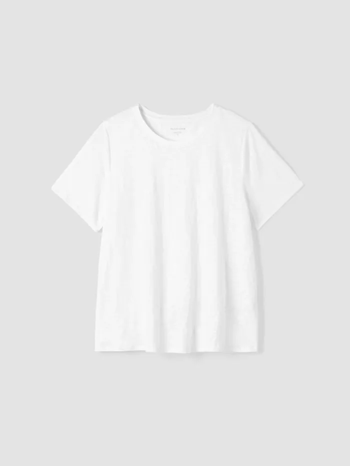 Shop Eileen Fisher Petite Organic Linen Jersey Crew Neck Tee White