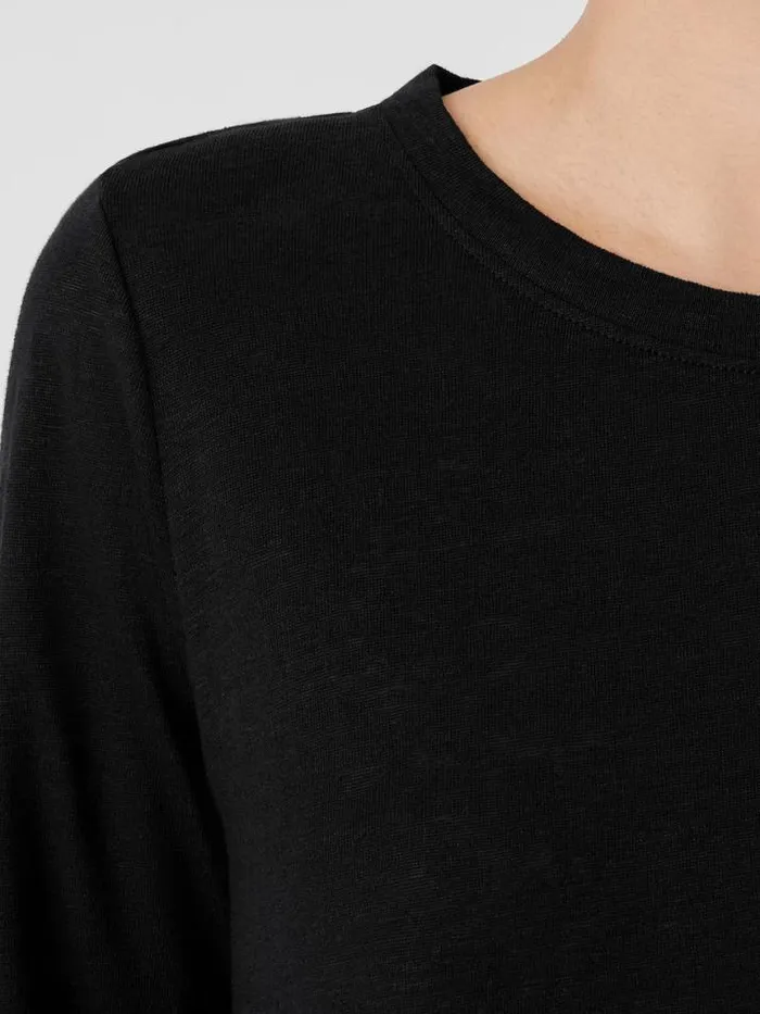 Shop Eileen Fisher Petite Organic Linen Jersey Crew Neck Top Black
