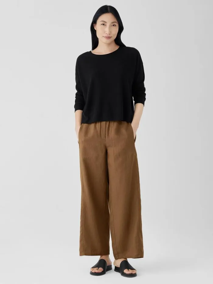 Shop Eileen Fisher Petite Organic Linen Wide Trouser Pant Bronze