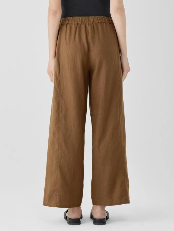 Shop Eileen Fisher Petite Organic Linen Wide Trouser Pant Bronze
