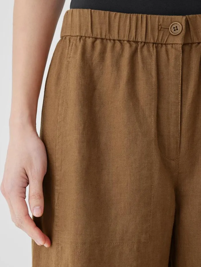 Shop Eileen Fisher Petite Organic Linen Wide Trouser Pant Bronze