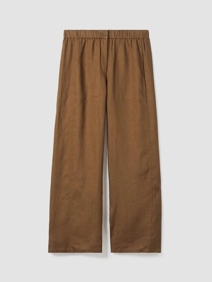 Shop Eileen Fisher Petite Organic Linen Wide Trouser Pant Bronze