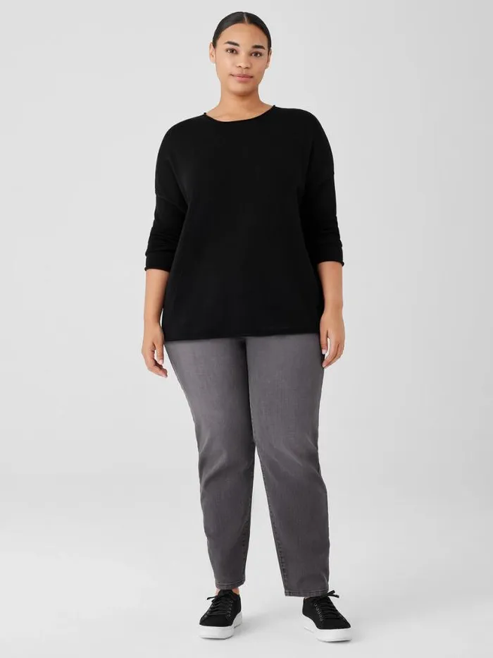 Shop Eileen Fisher Petite Peruvian Cotton Blend Crew Neck Top Black