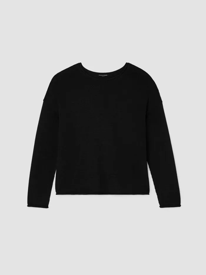 Shop Eileen Fisher Petite Peruvian Cotton Blend Crew Neck Top Black