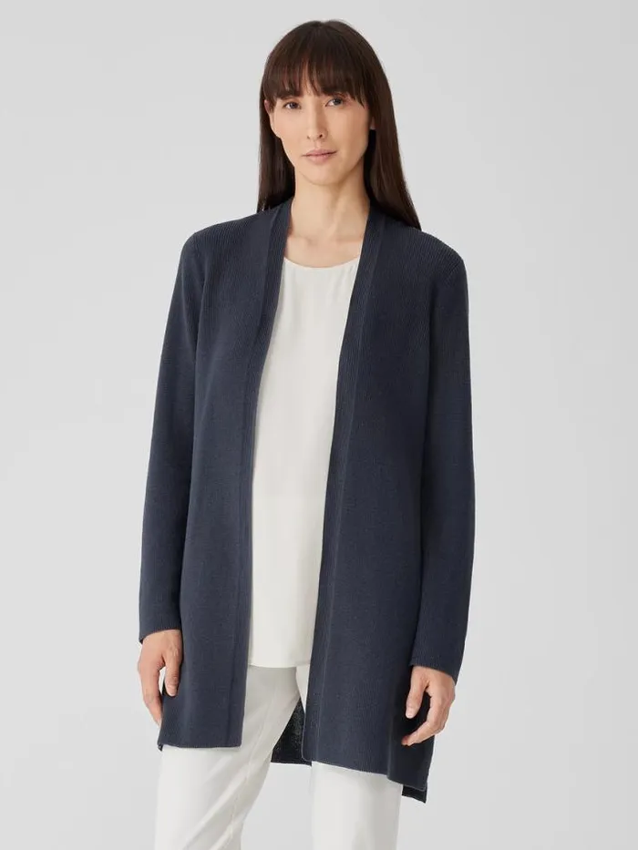 Shop Eileen Fisher Petite Peruvian Organic Cotton Crepe Cardigan Ocean