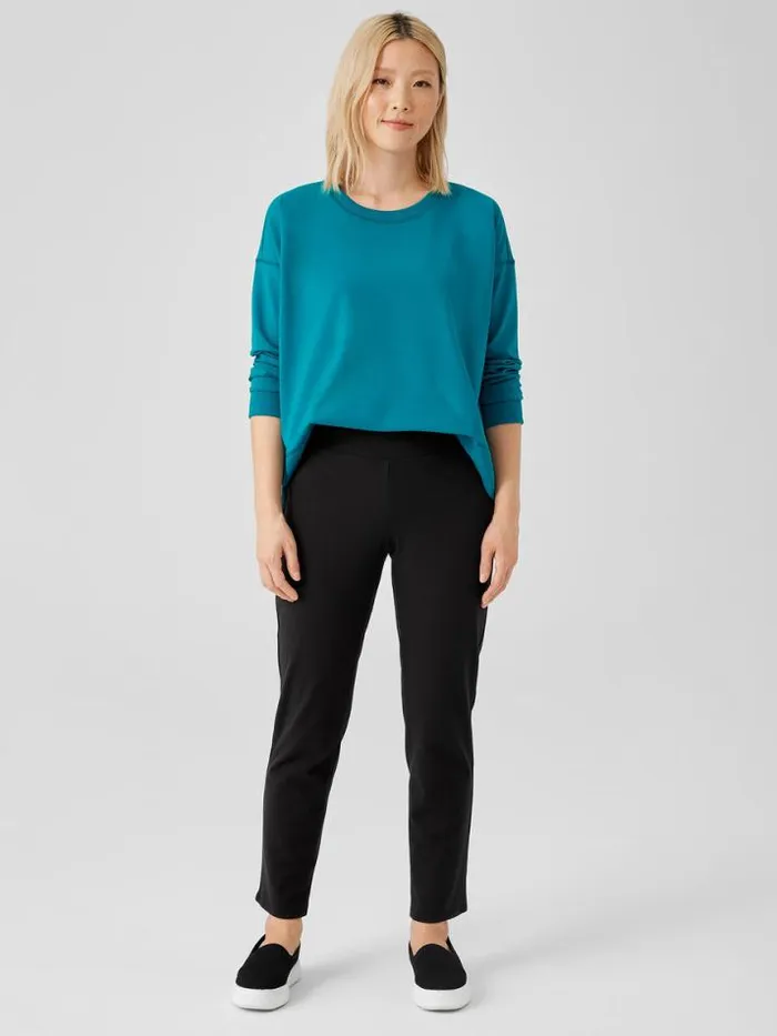 Shop Eileen Fisher Petite Pima Cotton Stretch Jersey HighWaisted Pant Black