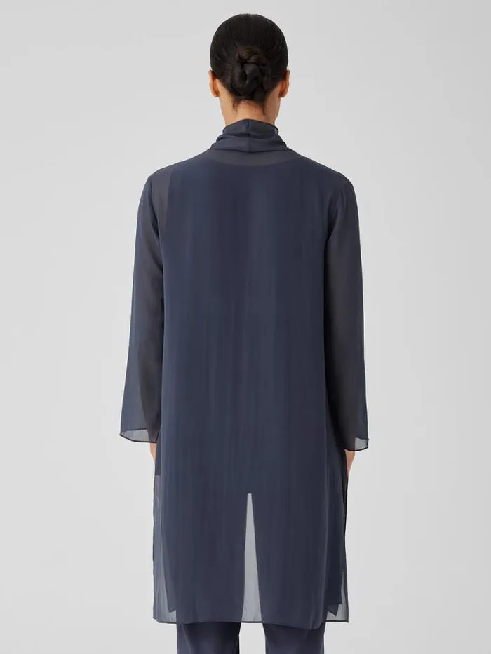 Shop Eileen Fisher Petite Sheer Silk Georgette High Collar Jacket Ocean