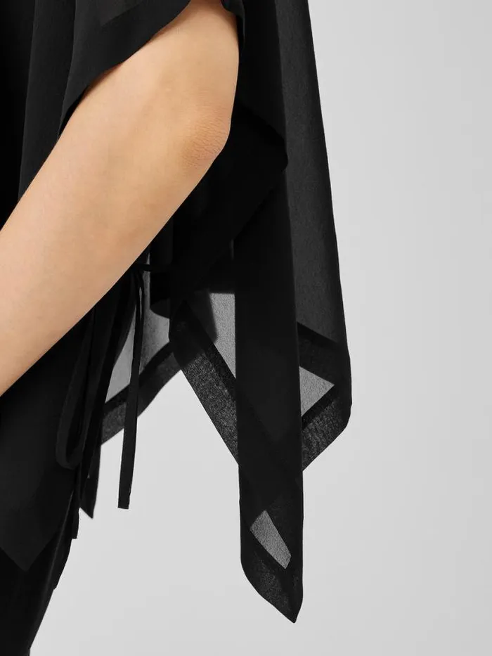 Shop Eileen Fisher Petite Sheer Silk Georgette Poncho Black