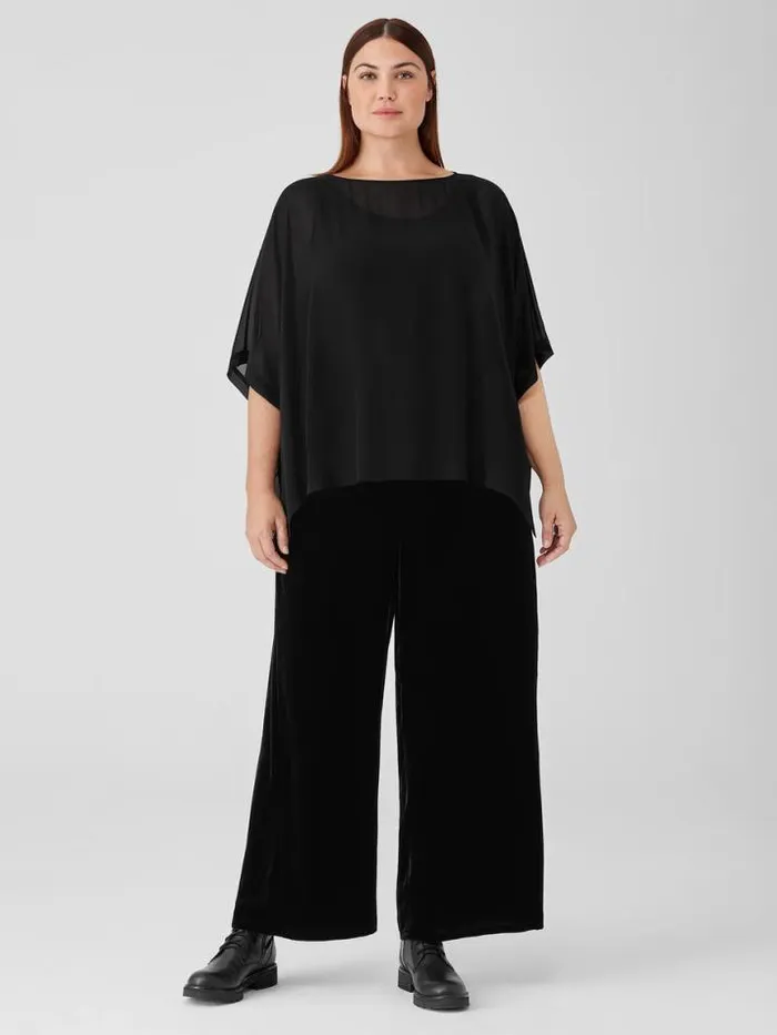 Shop Eileen Fisher Petite Sheer Silk Georgette Poncho Black